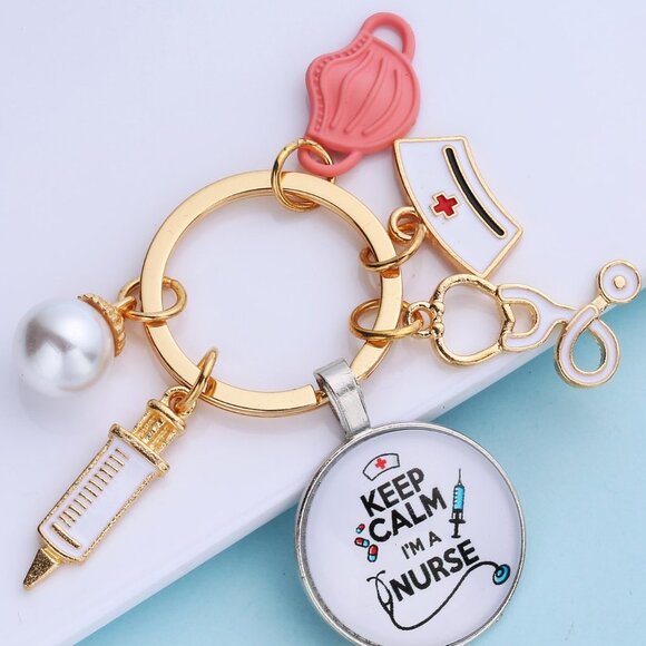 Doctor/Nurse Stethoscope & Thermometer Keychain , Medical Keychain, Key Holder - Picture 2 of 4